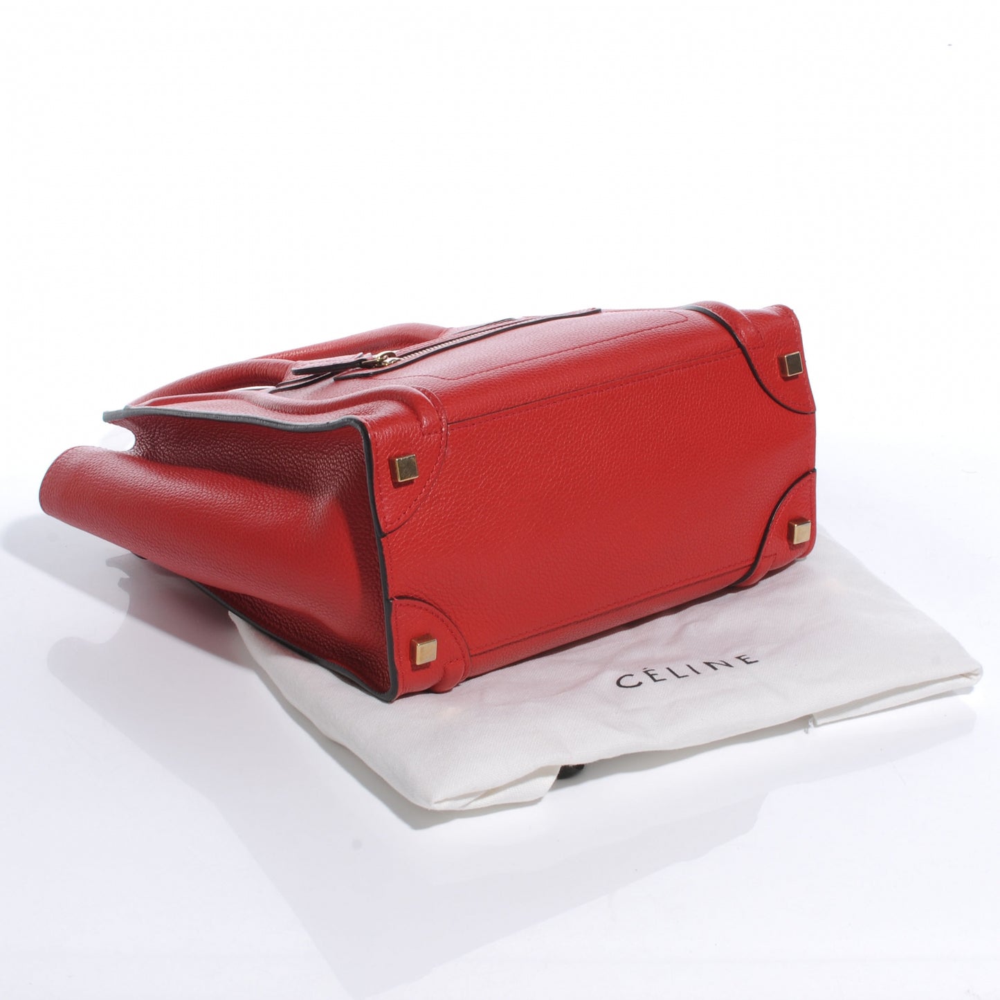Drummed Leather Micro Luggage Coquelicot