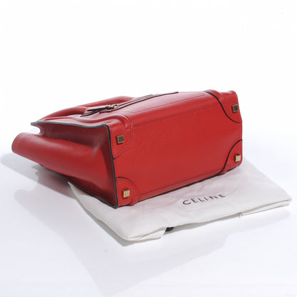Celine Drummed Leather Micro Luggage Coquelicot 4 of 8