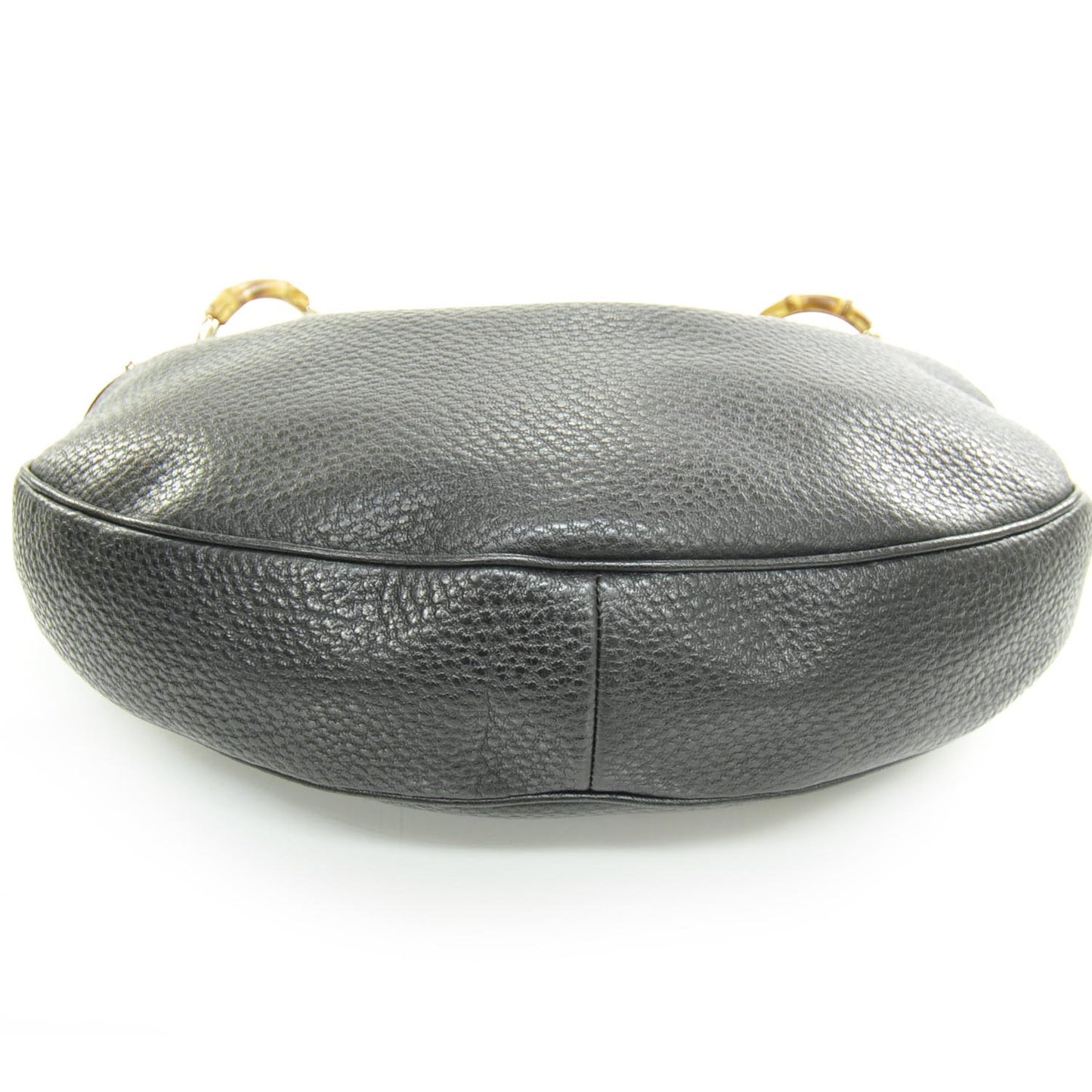Leather Bamboo Ring Hobo Black