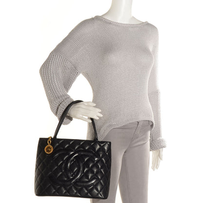 Chanel Caviar Quilted Medallion CC Tote Navy 2 of 8