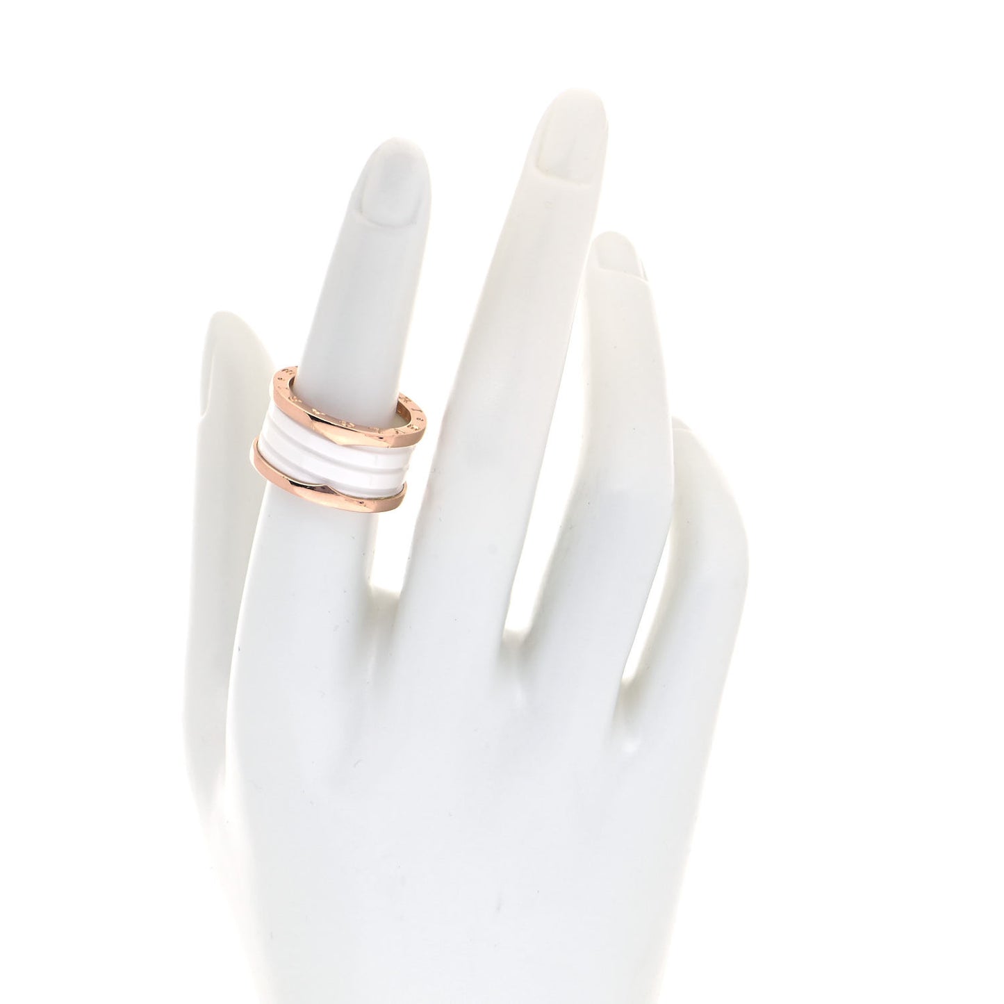 18K Rose Gold White Ceramic B.Zero1 Four-Band Ring 54 6.75