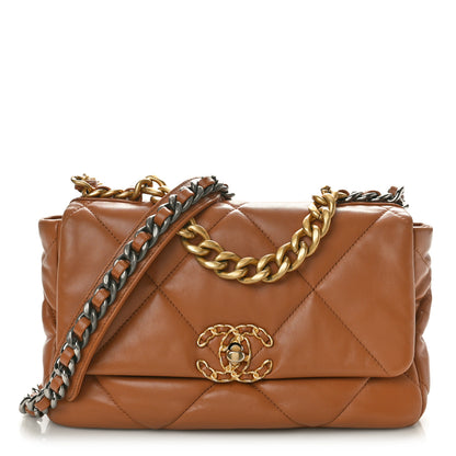 Chanel Lambskin Quilted Medium Chanel 19 Flap Brown 1 of 10