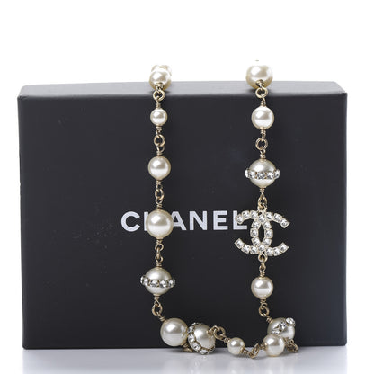 Chanel Crystal Pearl CC Long Necklace Gold 4 of 4