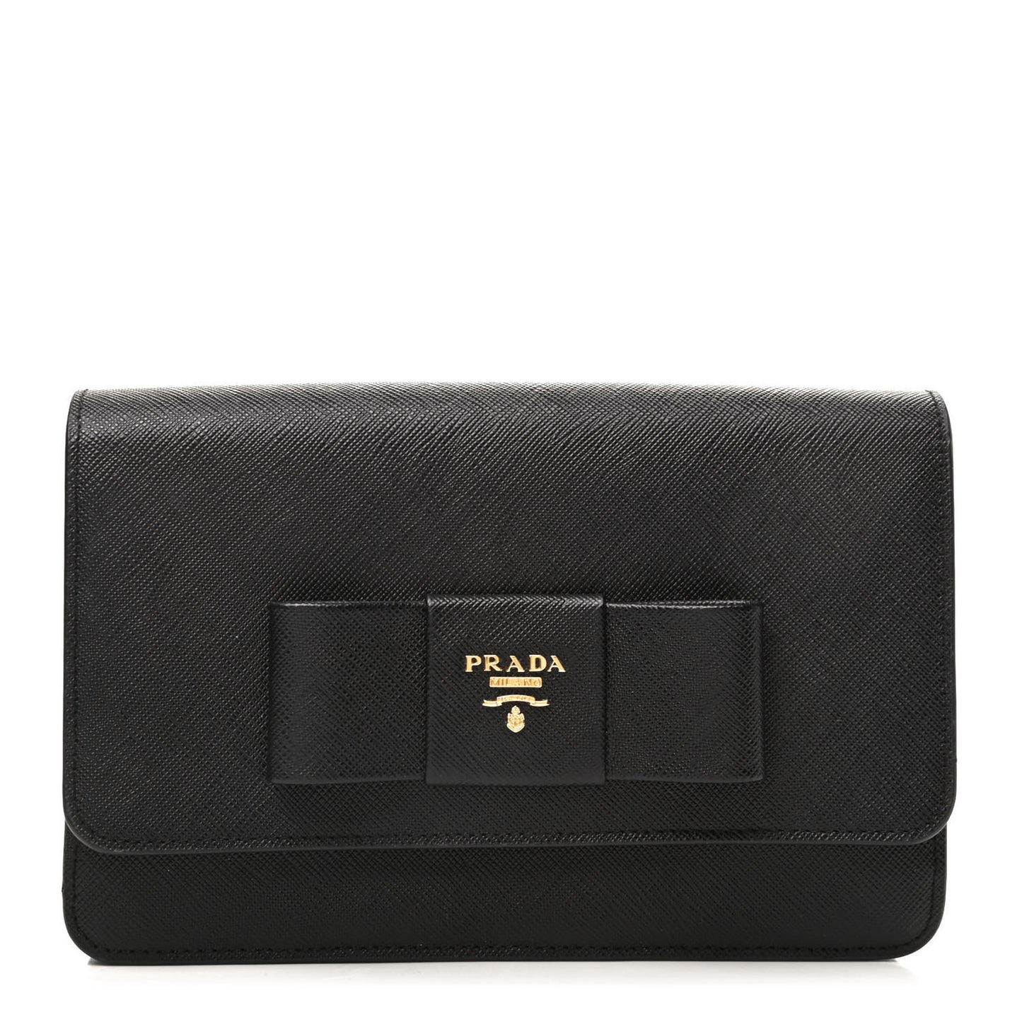 Saffiano Bow Flap Wallet Black