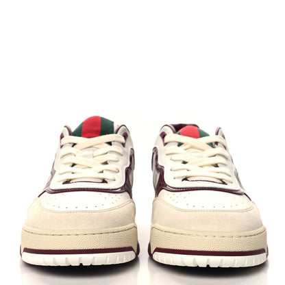 Gucci Calfskin Suede Mens Re-Web Sneakers 12.5 White Red 3 of 10