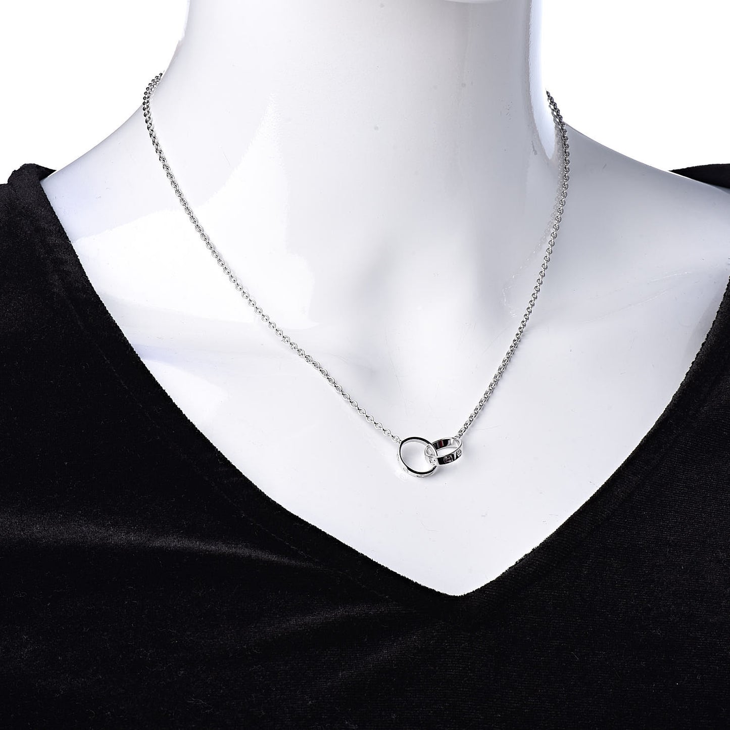 18K White Gold Interlocking LOVE Necklace