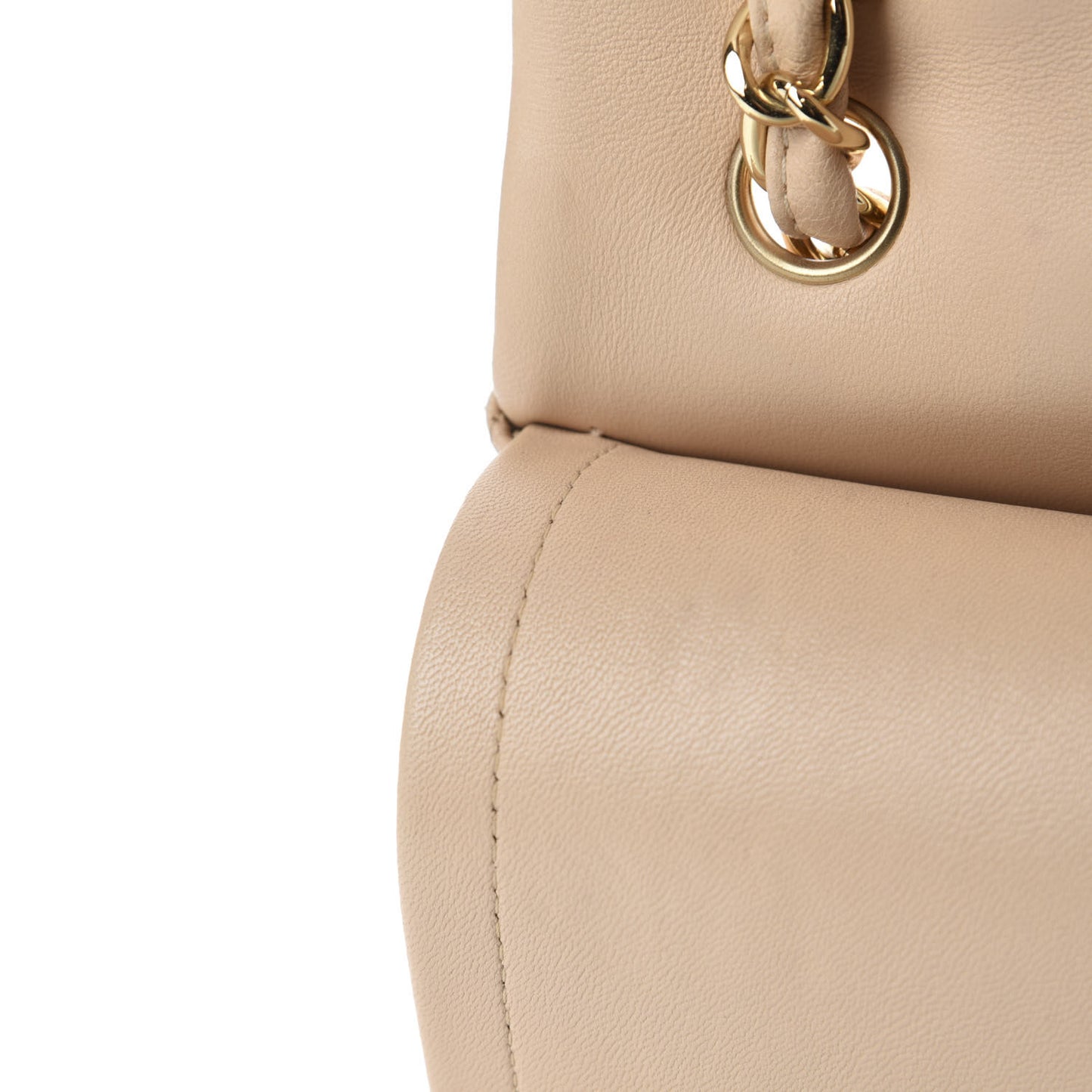 Lambskin Quilted Jumbo Double Flap Beige