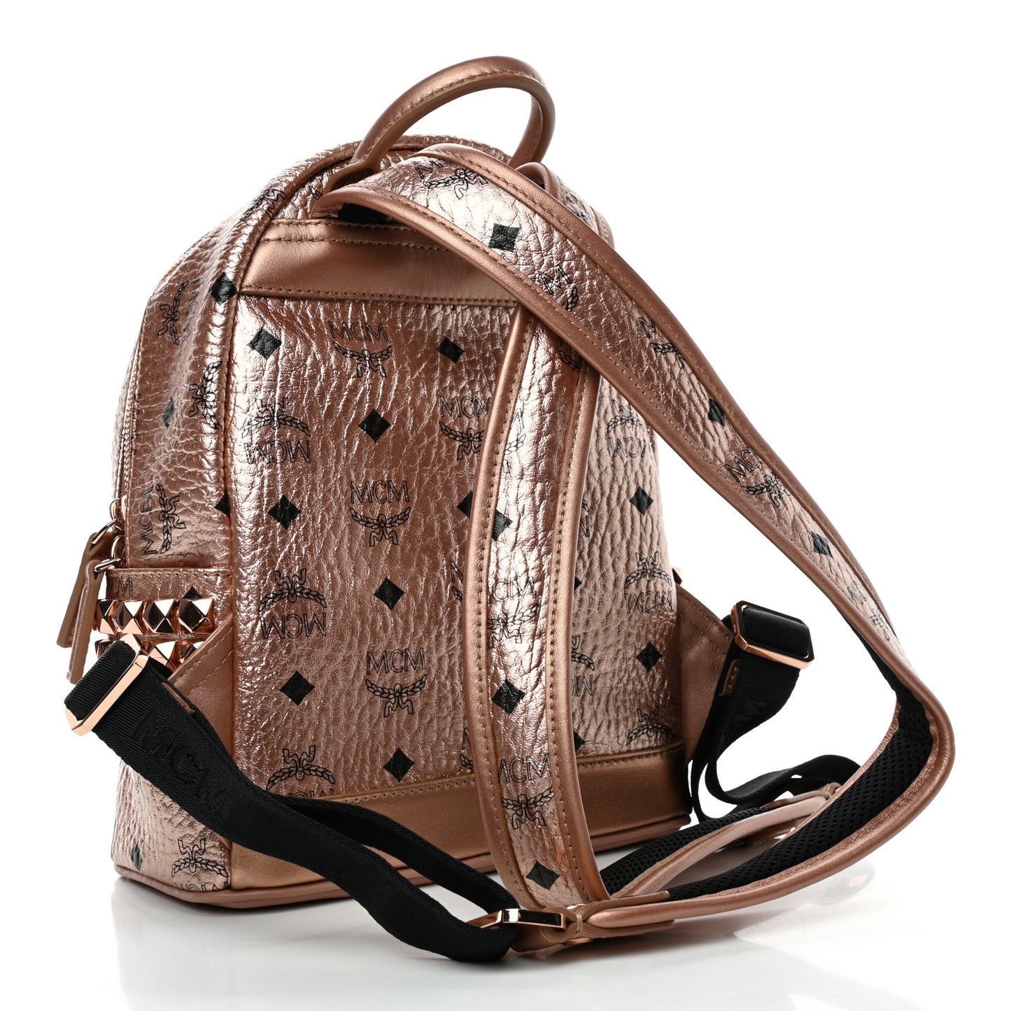 Metallic Visetos Mini Side Stud Stark Backpack Champagne Gold
