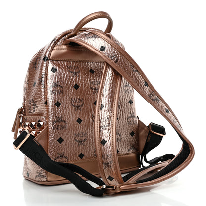 MCM Metallic Visetos Mini Side Stud Stark Backpack Champagne Gold 2 of 4