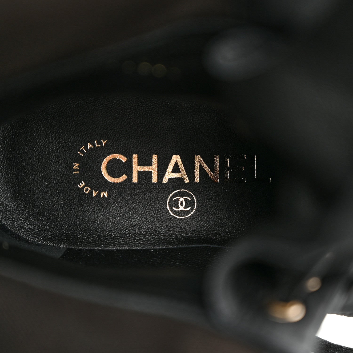 Chanel Shiny Calfskin Lace Up Combat Boots 37.5 Black 6 of 10