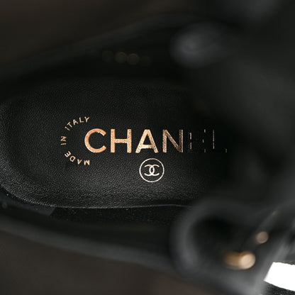 Chanel Shiny Calfskin Lace Up Combat Boots 37.5 Black 6 of 10