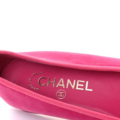 Chanel Velvet Cap Toe Ballerina Flats 38 Pink 7 of 7