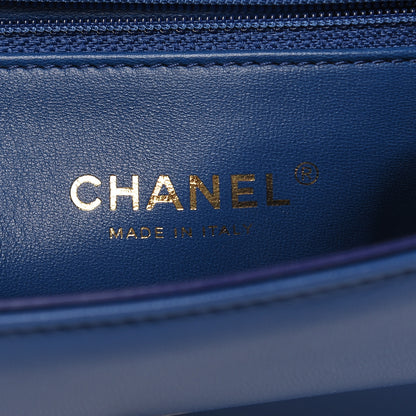 Chanel Lambskin Small Carry Chic Flap Blue 6 of 15