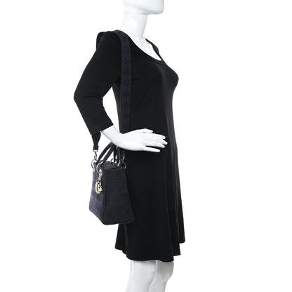 Christian Dior Canvas Embroidered Cannage Medium Lady D-Lite Navy 2 of 11