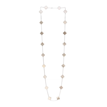 Van Cleef & Arpels 18K White Gold Mother of Pearl 20 Motifs Vintage Alhambra Necklace 3 of 6