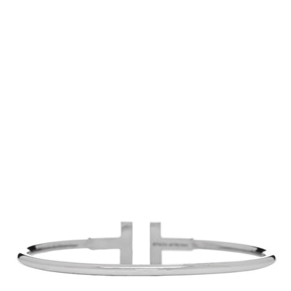 Tiffany 18K White Gold Diamond T Wire Bracelet 2 of 3