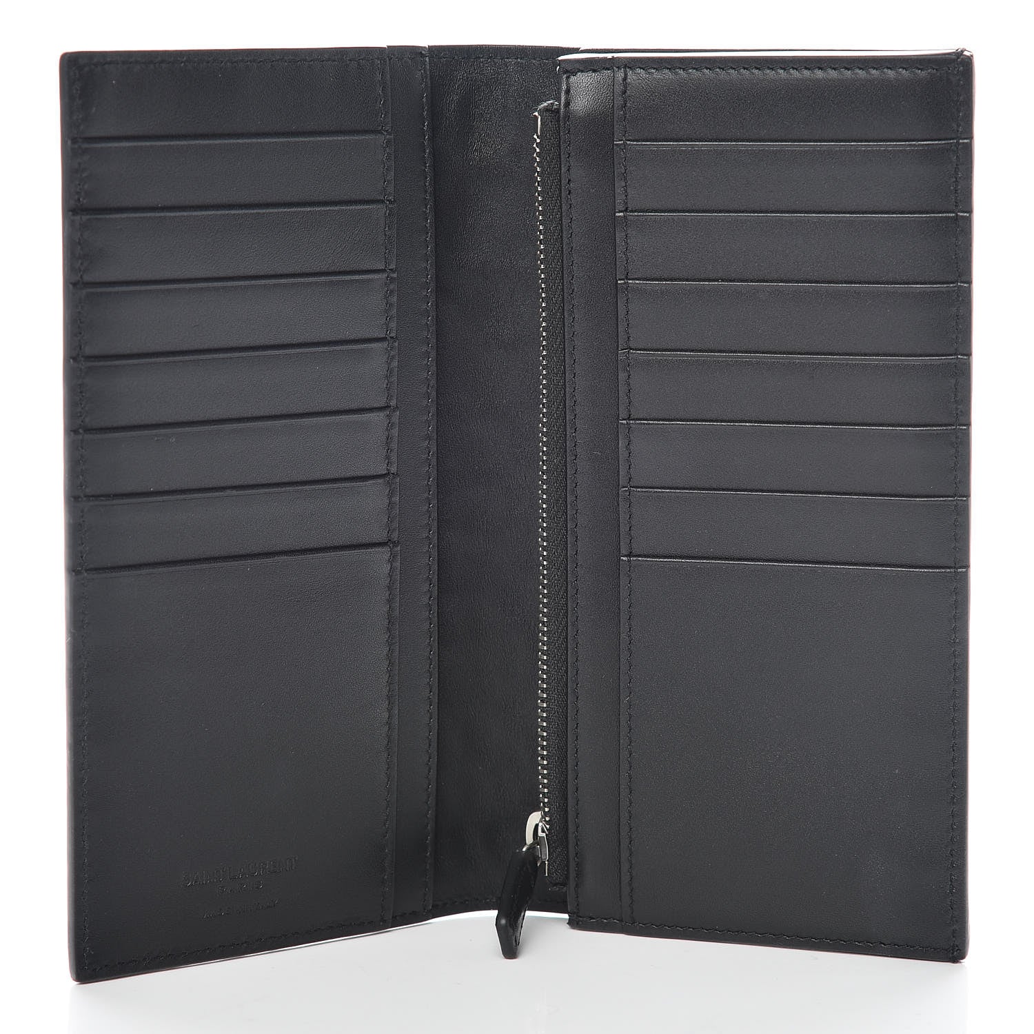 Saint Laurent Calfskin Crocodile Embossed Continental Wallet Black 5 of 8