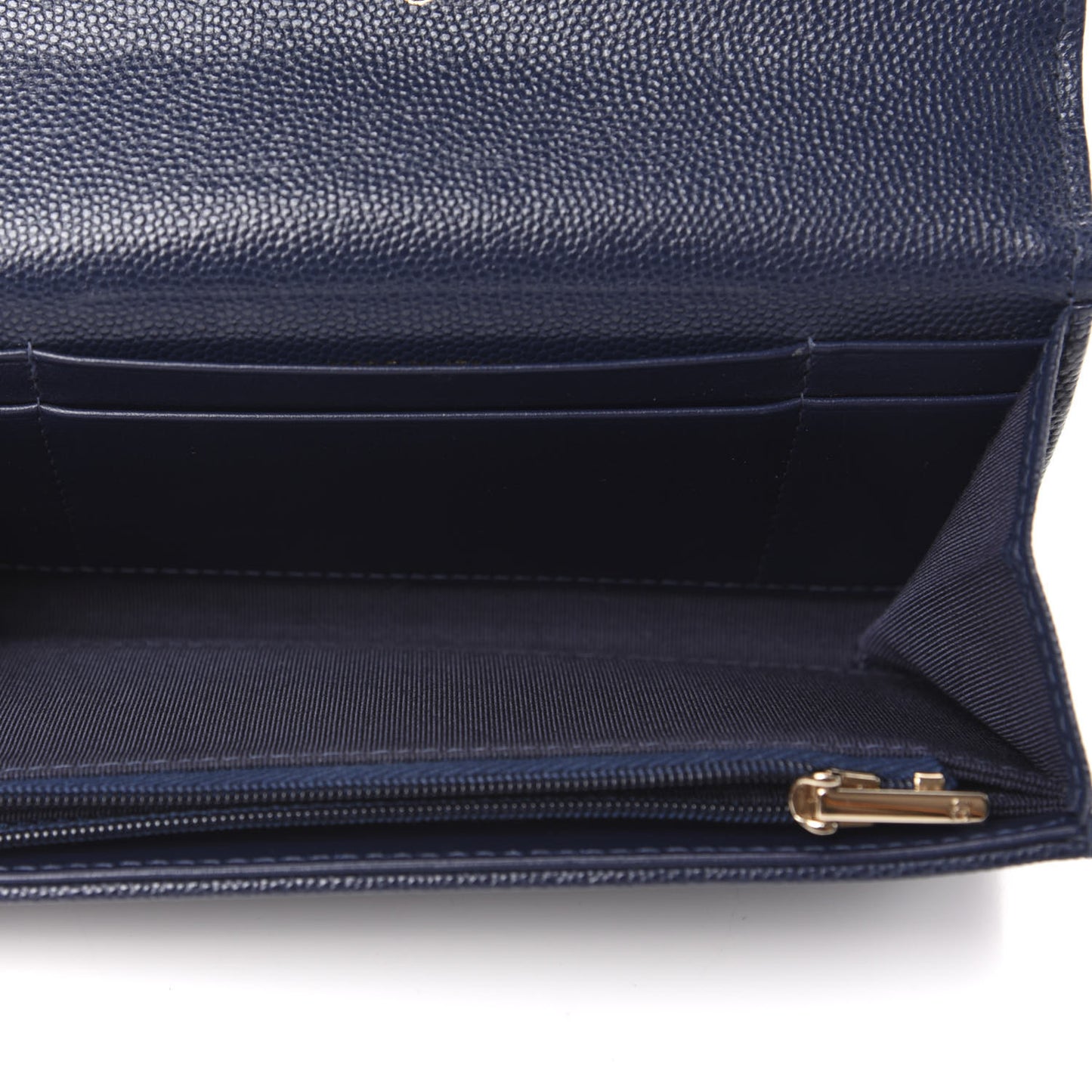 Caviar Quilted Small Flap Wallet Navy Blue