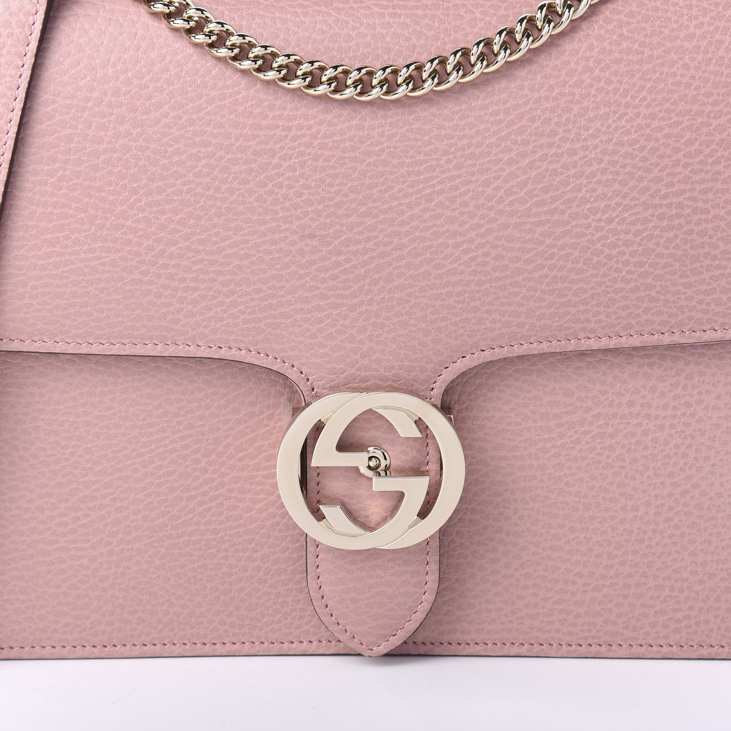 Dollar Calfskin Interlocking G Shoulder Bag Soft Pink