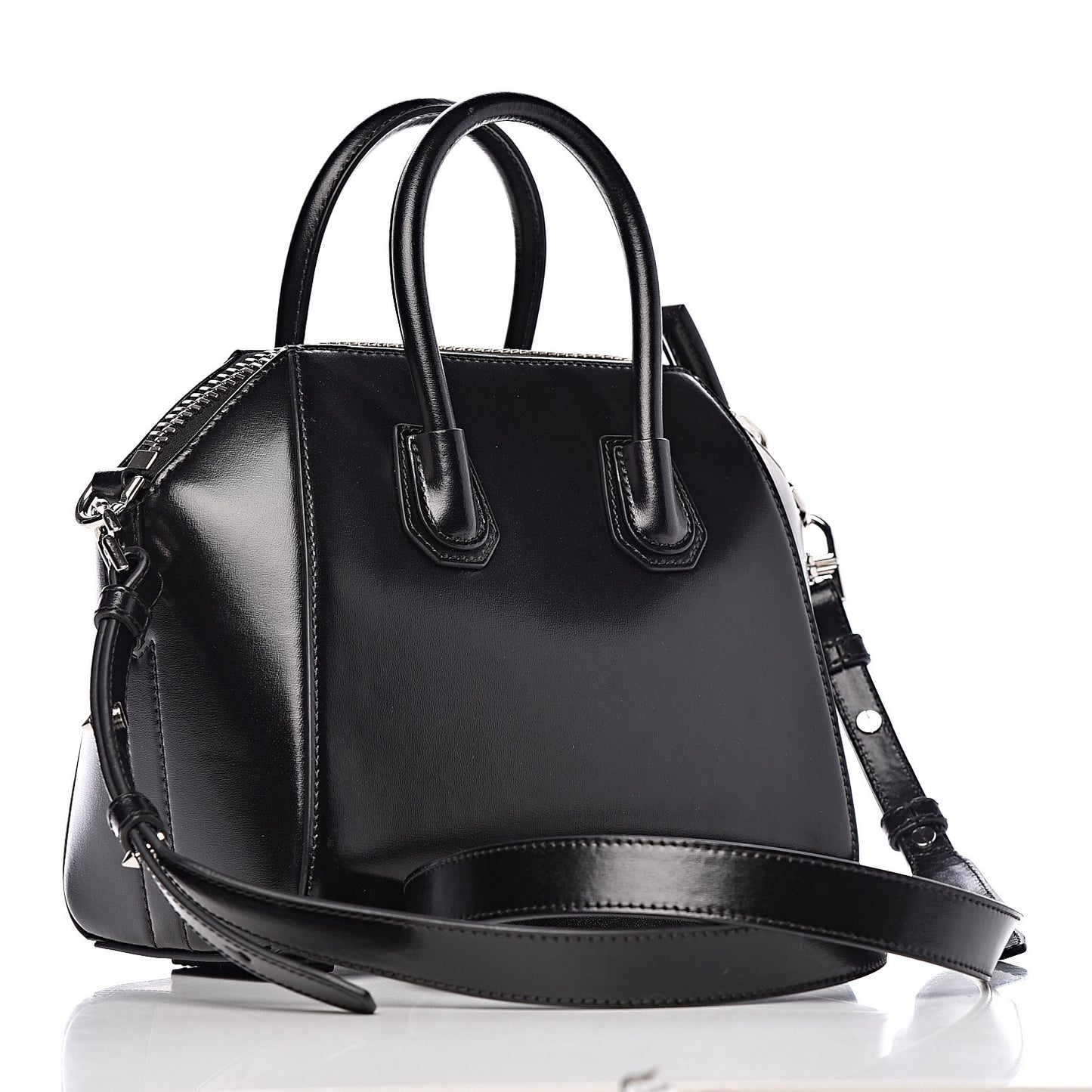 Shiny Lord Calfskin Mini Antigona Black