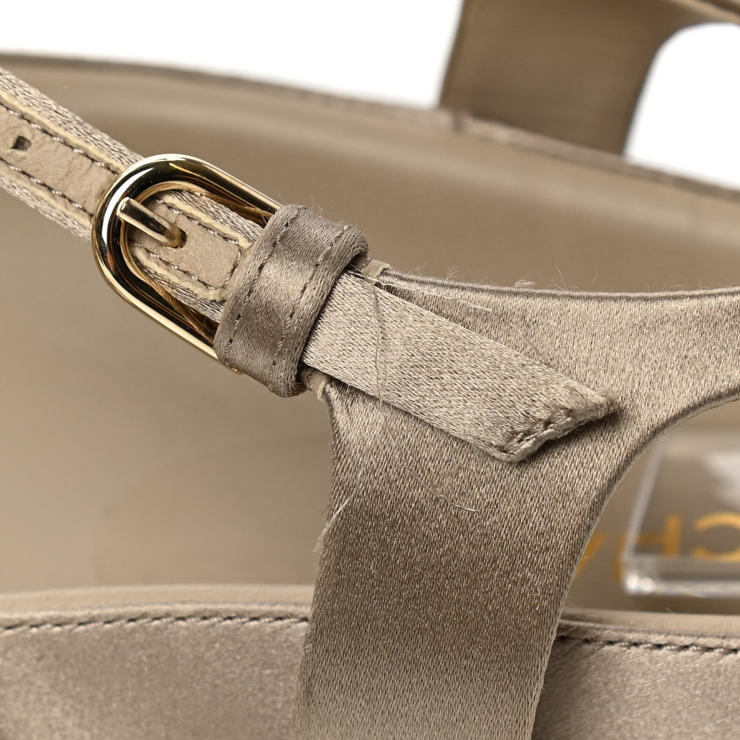 Satin Lambskin Chain Flat Sandals 40 Light Gold