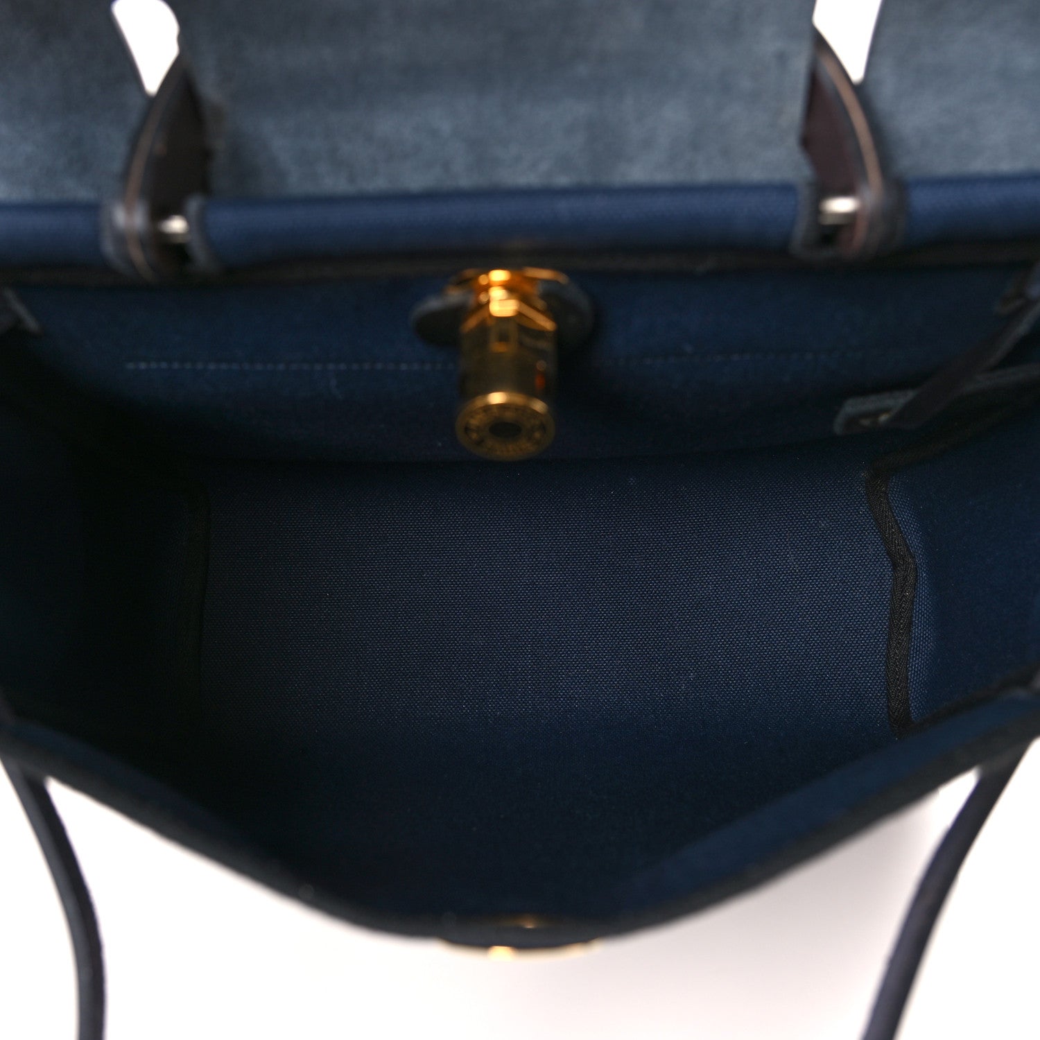 Hermes Military Toile Vache Hunter Herbag Zip Retourne 31 PM Bleu Indigo Black 6 of 10