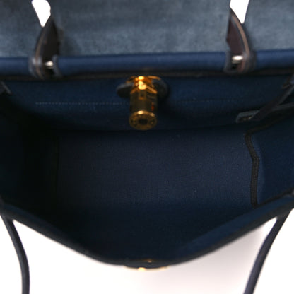 Hermes Military Toile Vache Hunter Herbag Zip Retourne 31 PM Bleu Indigo Black 6 of 10