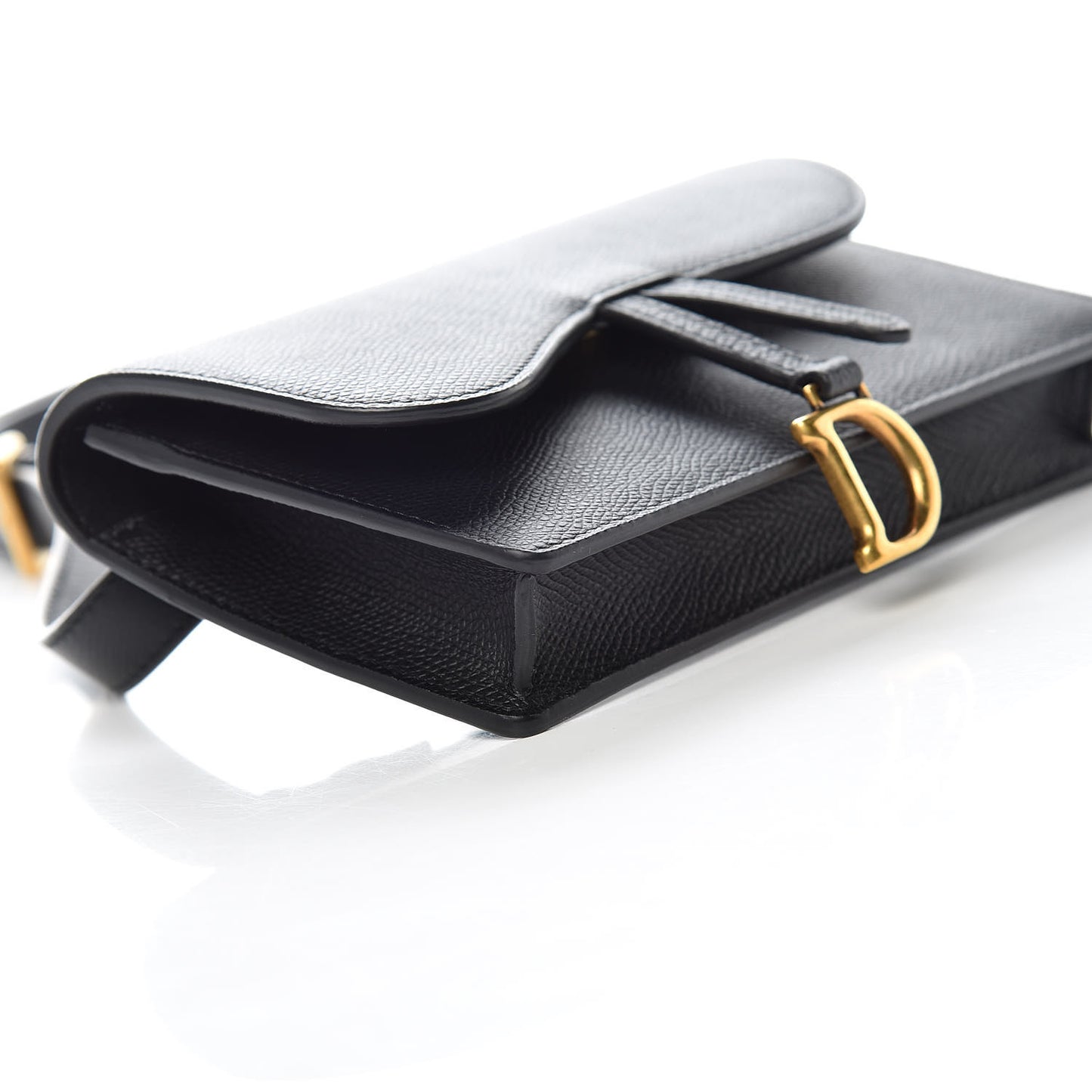 Grained Calfskin Saddle Belt Bag Black