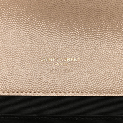 Saint Laurent Grain De Poudre Textured Mixed Matelasse Triquilt Monogram Clutch Dark Beige 6 of 9