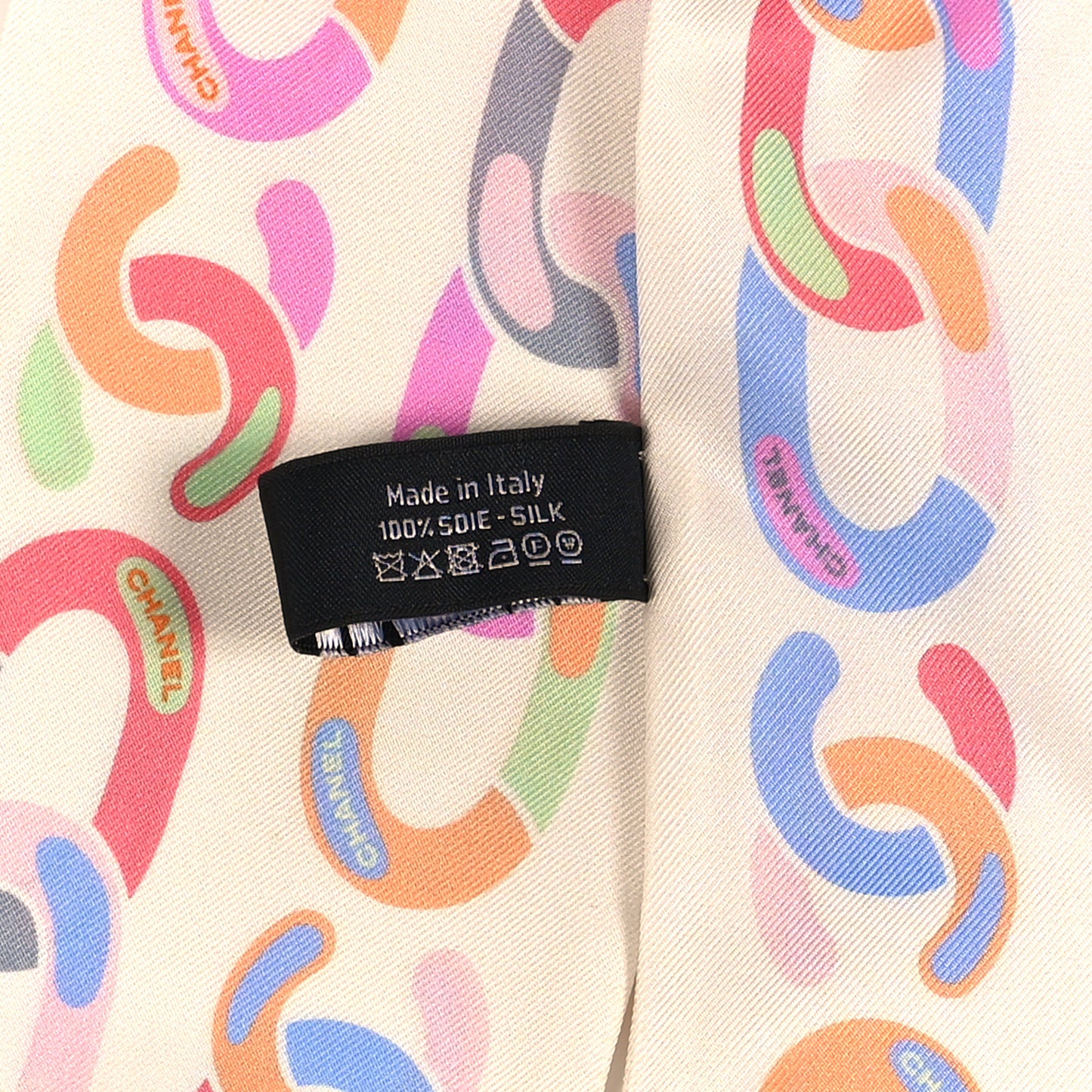 Silk CC Twilly Hair Tie White Multicolor