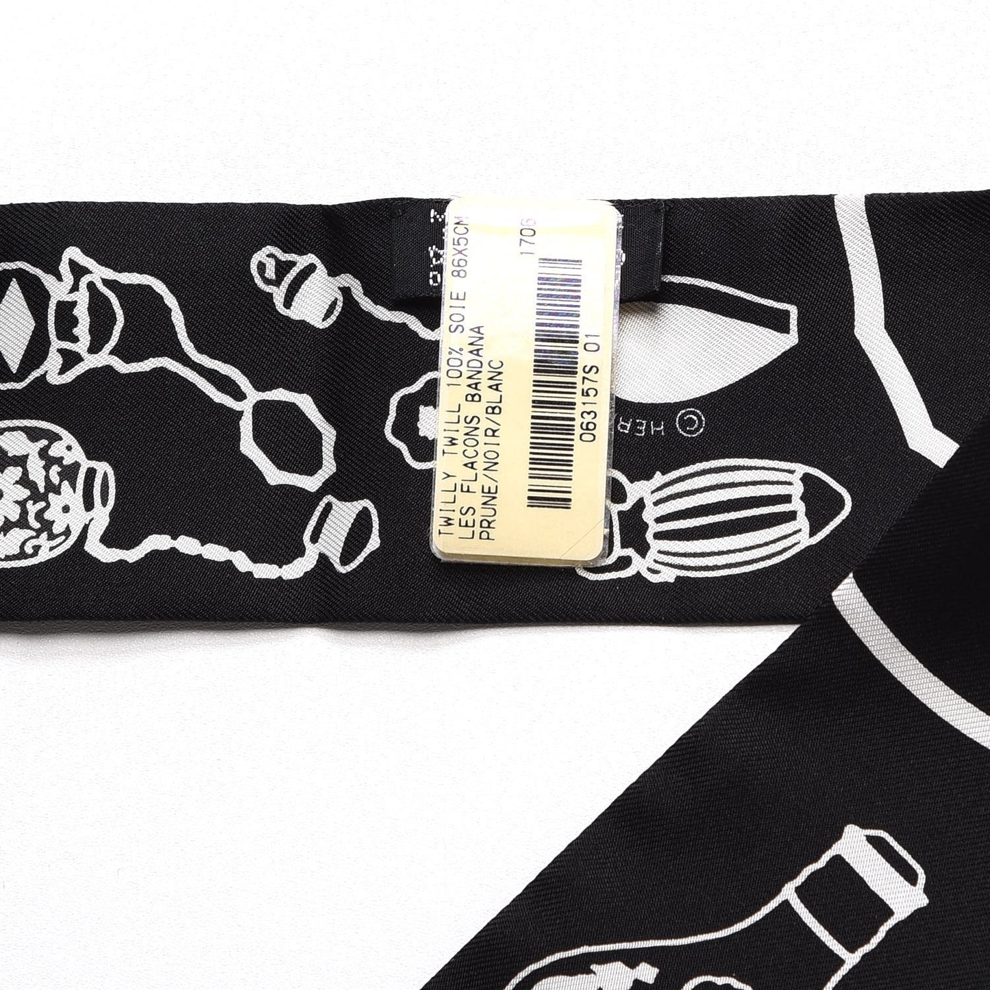 Silk Les Flacons Bandana Twilly Prune Noir Blanc