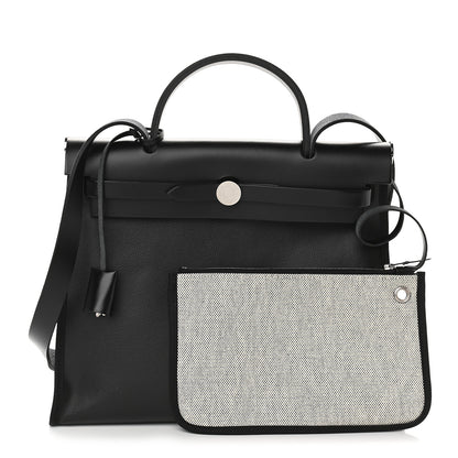 Hermes Toile H Berline Vache Hunter Herbag Zip PM 31 Black Ecru 1 of 10