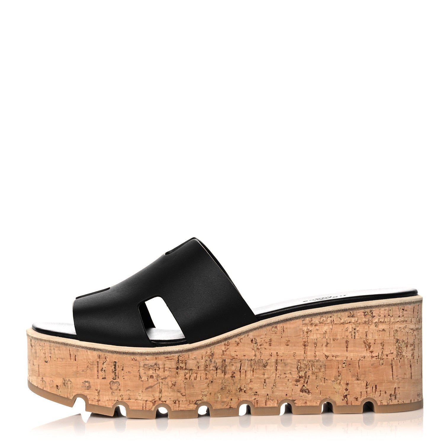 Hermes Calfskin Cork Eze 30 Sandals 40 Black 1 of 9