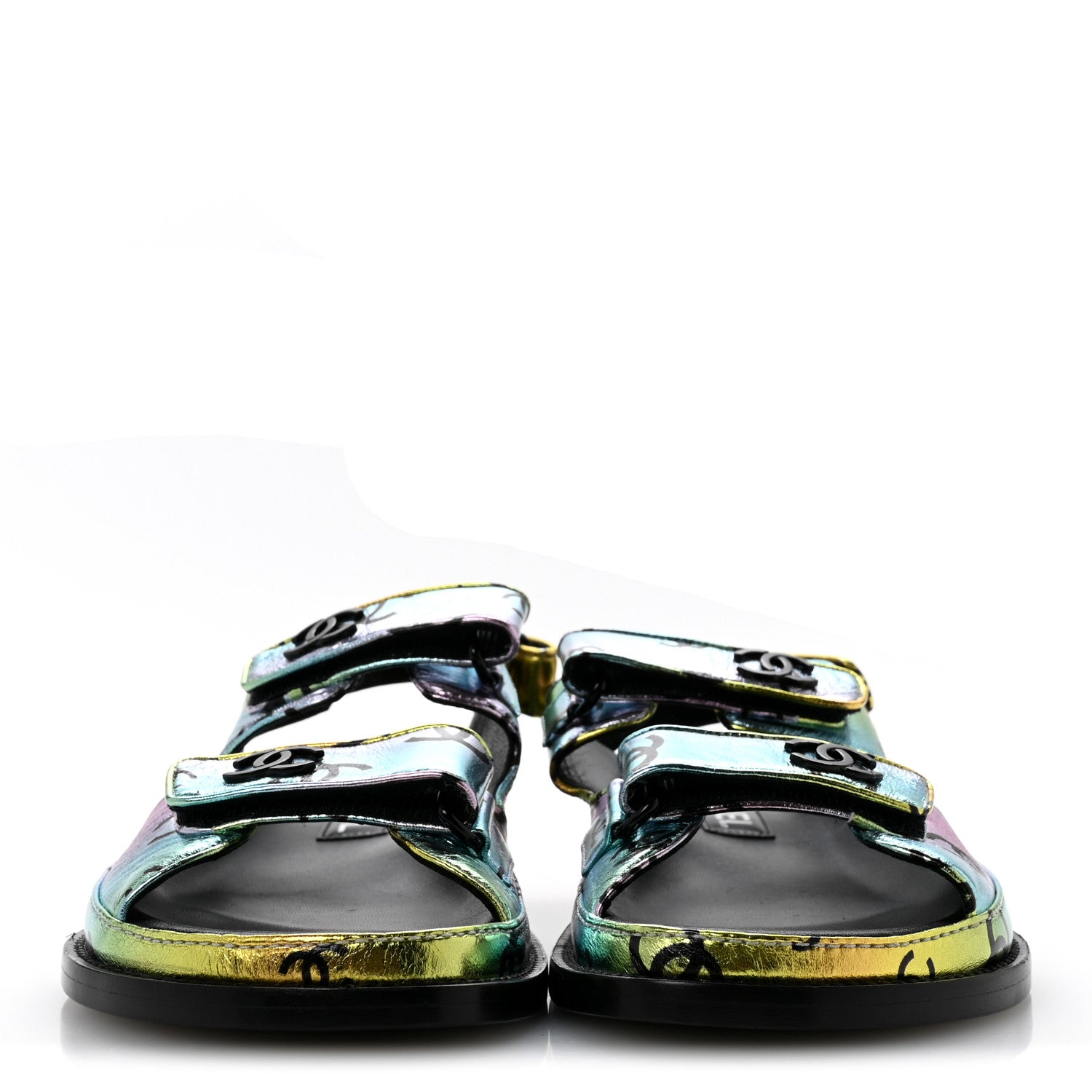 Chanel Laminated Lambskin Printed CC Dad Sandals 38 Multicolor 3 of 10