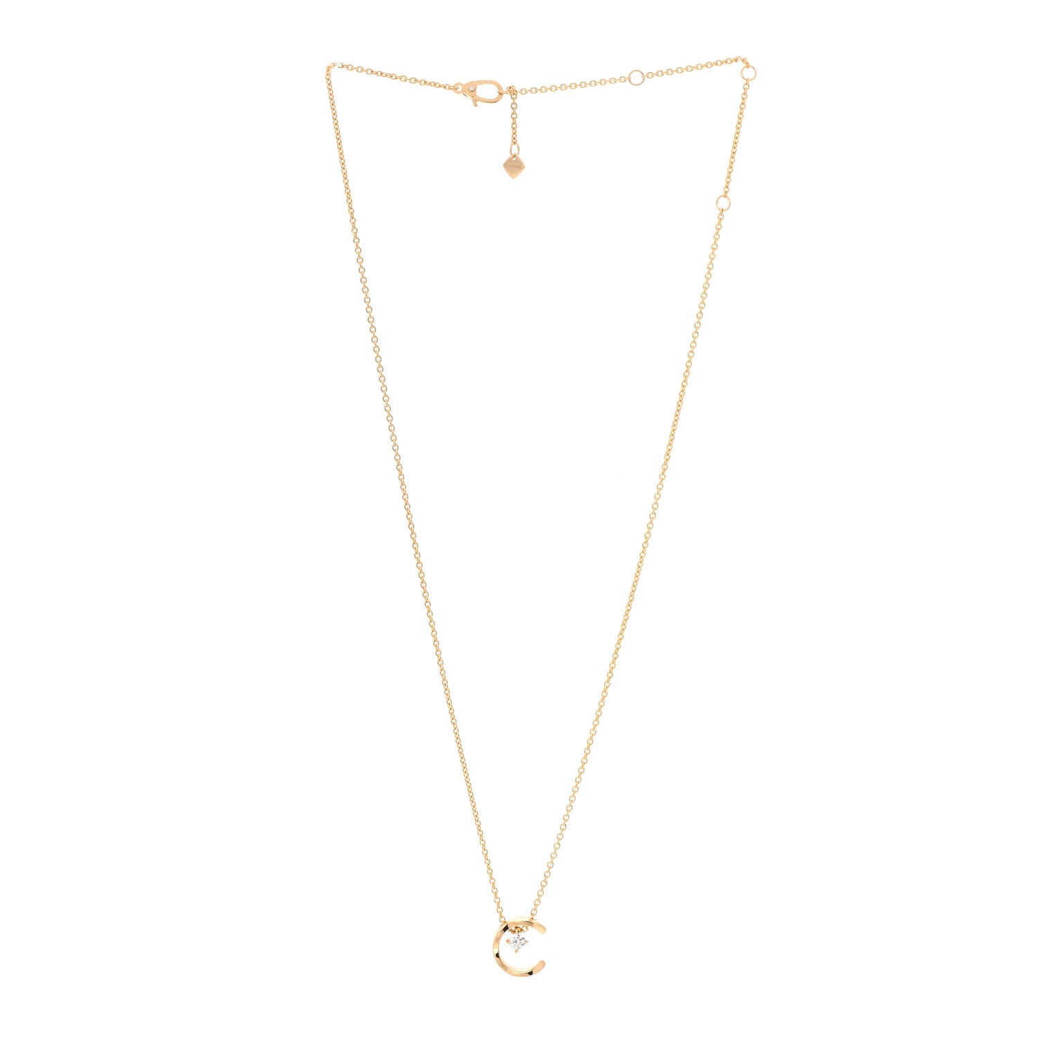 Chanel 18K Yellow Gold Diamond Coco Crush C Necklace 3 of 6