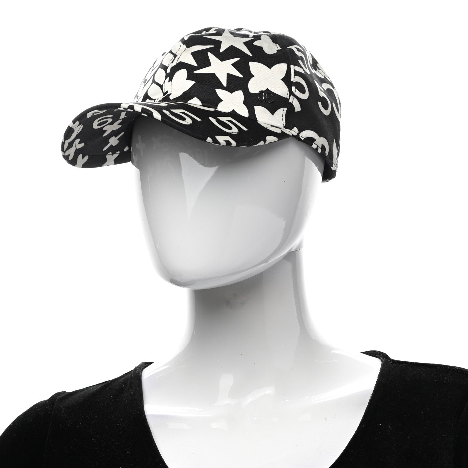 Chanel Cotton Cap Hat Black White 2 of 8