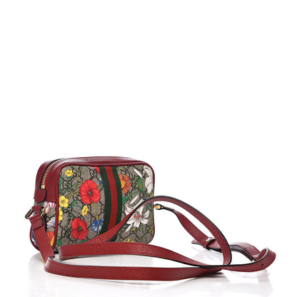 Gucci GG Supreme Monogram Flora Web Mini Ophidia Shoulder Bag Red 3 of 10