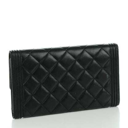 Chanel Lambskin Quilted Large Boy Flap Wallet Black 3 of 10