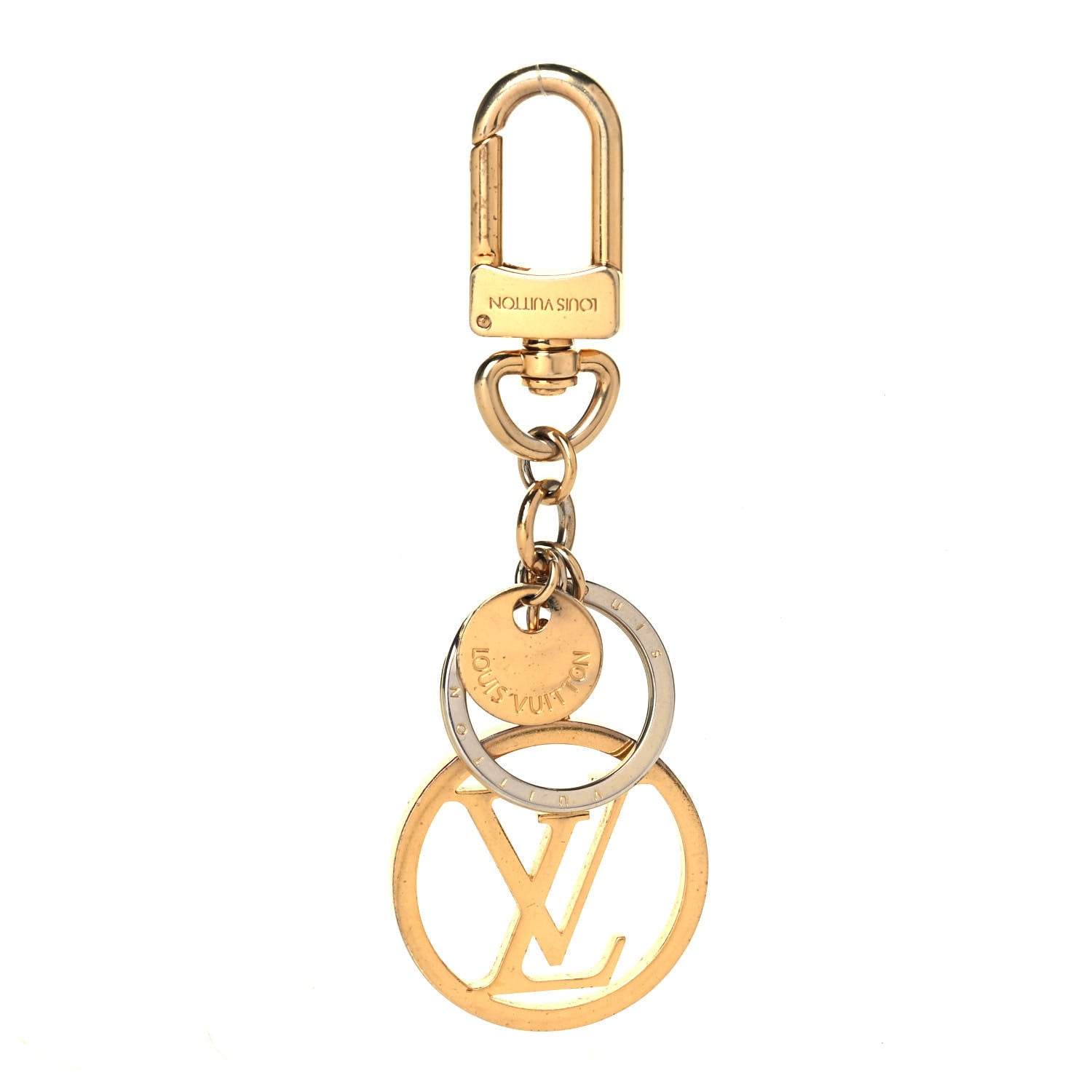 Louis Vuitton Metal LV Circle Bag Charm Key Holder Gold 1 of 4