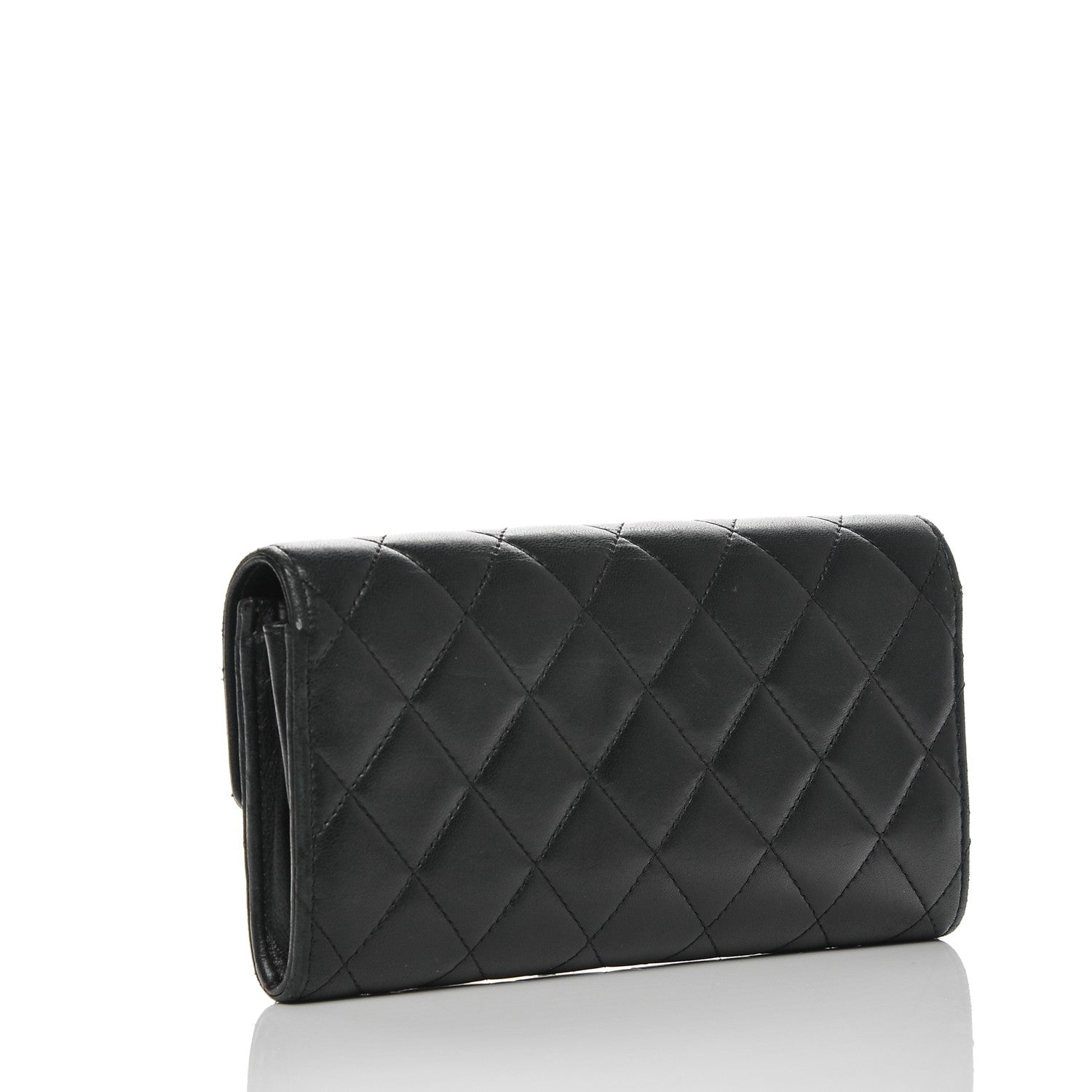 Chanel Lambskin Quilted Large Gusset Flap Wallet Black 3 of 8
