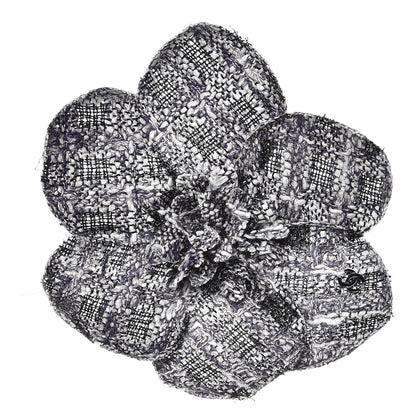 Chanel Tweed Camellia Brooch Blue Ecru Black 1 of 5