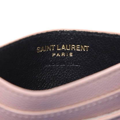 Saint Laurent Grain De Poudre Matelasse Chevron Monogram Credit Card Case Pale Pink 5 of 12