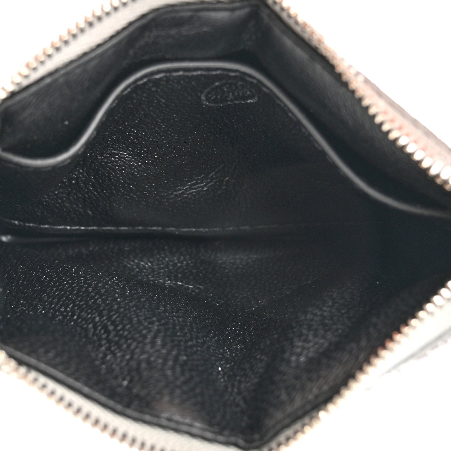 Metallic Crinkled Calfskin Softie Zip Coin Pouch Silver