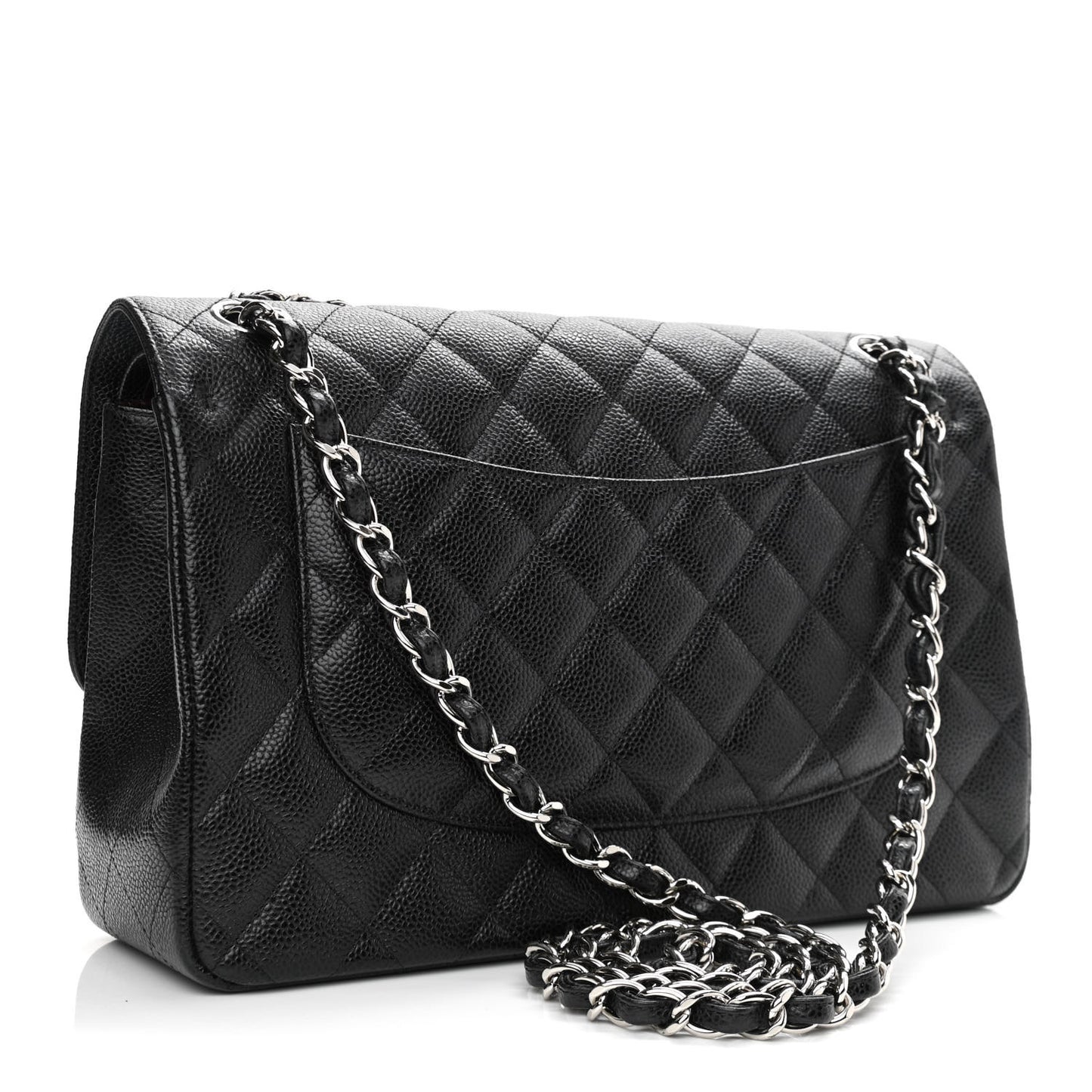 Caviar Quilted Jumbo Double Flap Black
