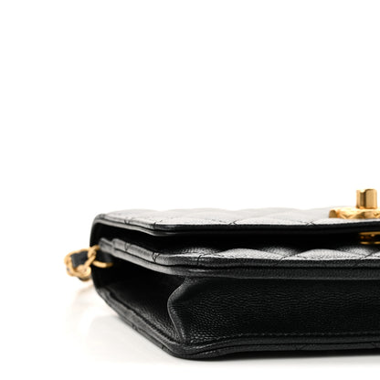 Chanel Pearly Caviar Quilted Fit For You Wallet On Chain WOC Black 10 of 11