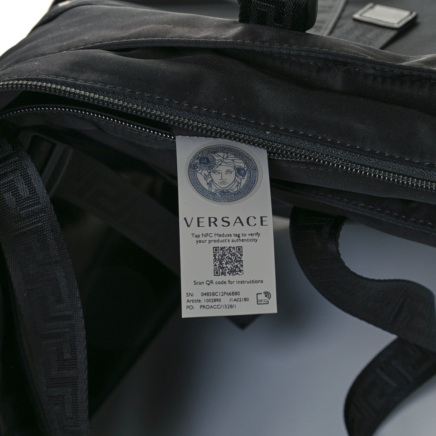 Versace Nylon La Greca Logo Tote Black 7 of 11