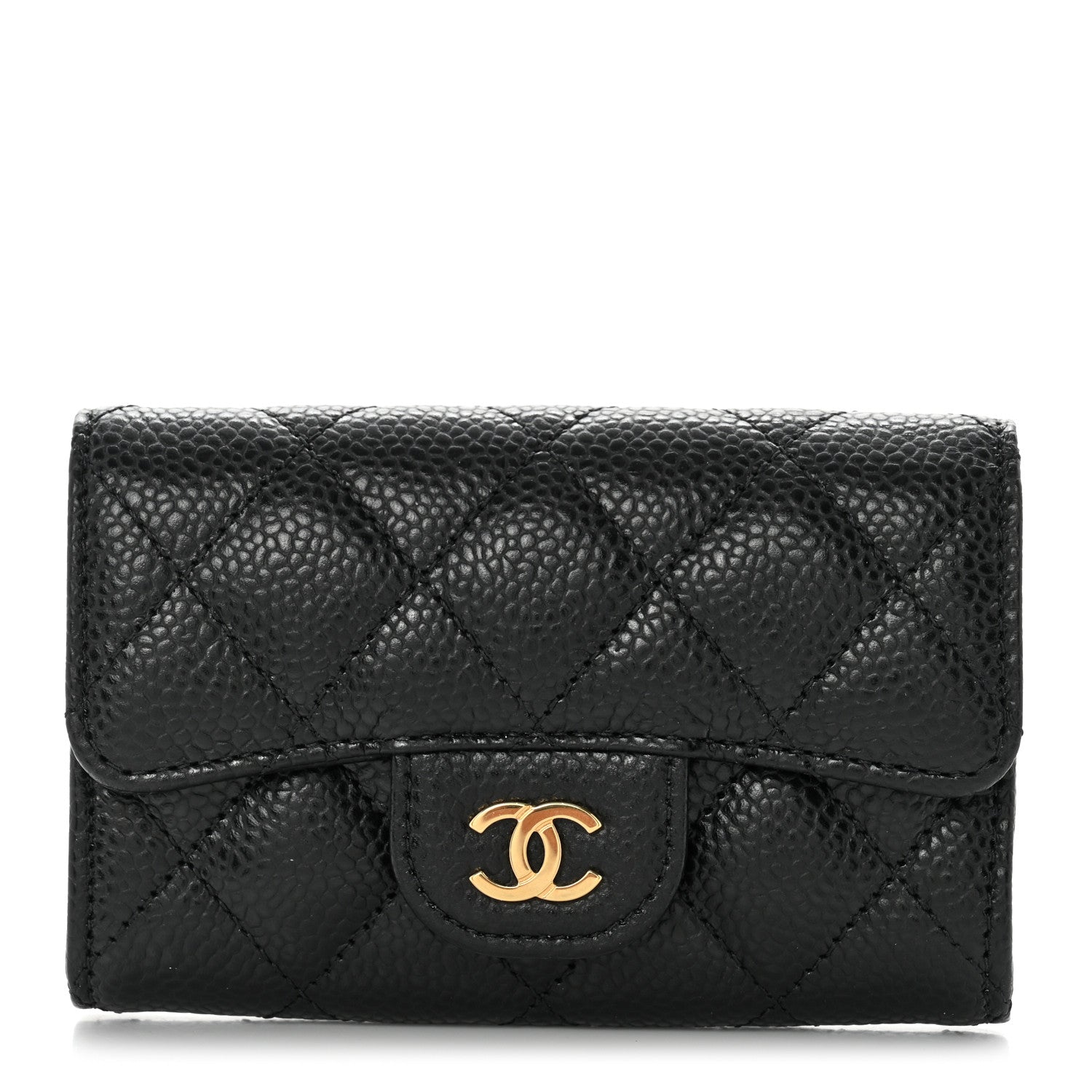 Chanel Caviar Quilted Flap Card Holder Wallet Black 1 of 9