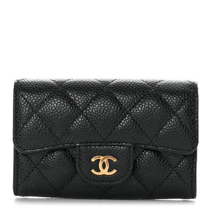 Chanel Caviar Quilted Flap Card Holder Wallet Black 1 of 9