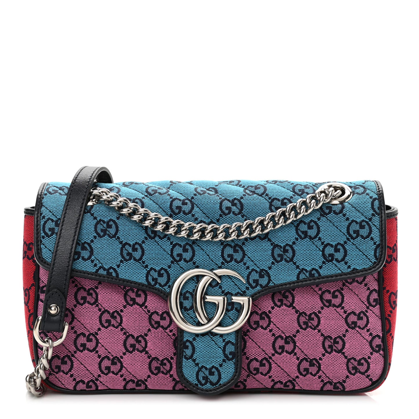 Monogram Multicolor Matelasse Diagonal Small GG Marmont Shoulder Bag Light Blue Pink Blue Green Red