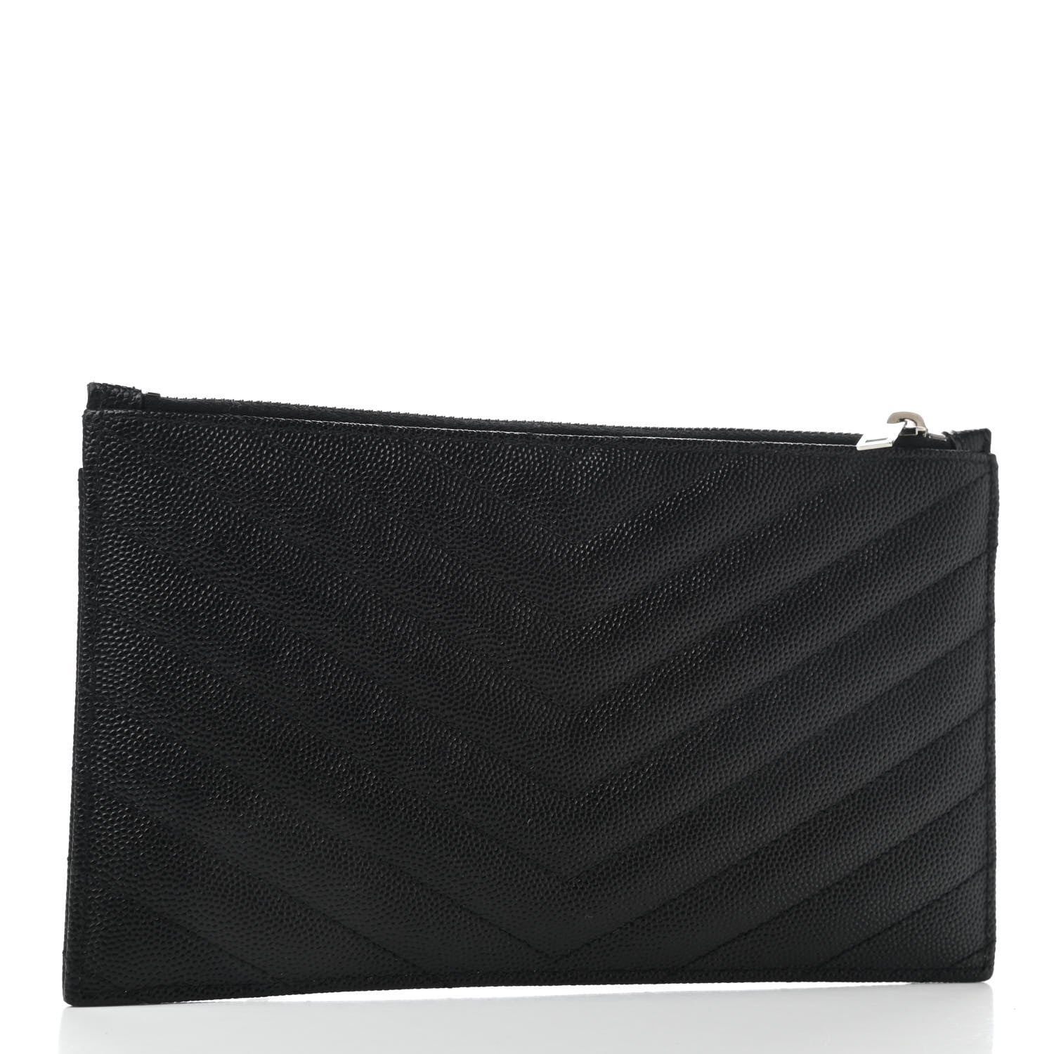 Saint Laurent Grain De Poudre Chevron Monogram Bill Pouch Black 3 of 8
